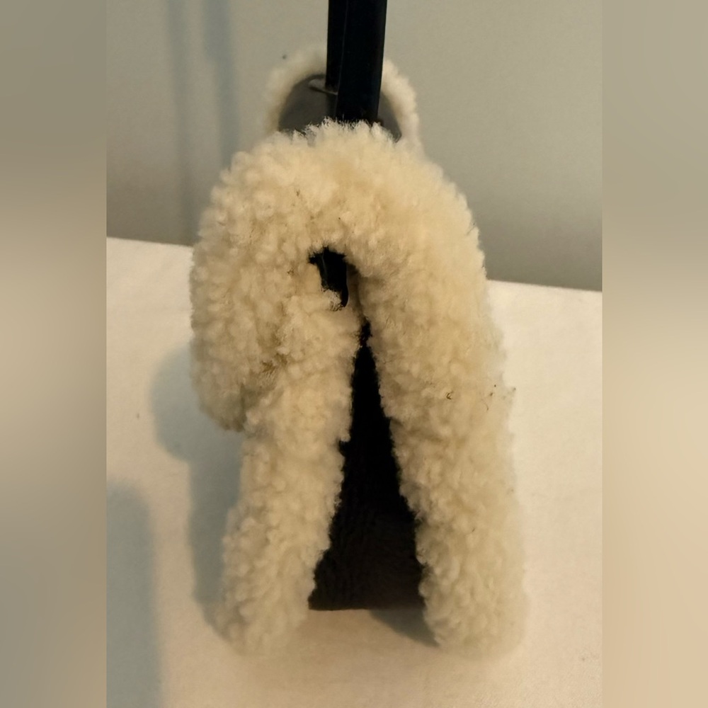 Ugg Heritage Sheepskin Trim Crossbody Bag Black Leather Cream Trim - Picture 7 of 16